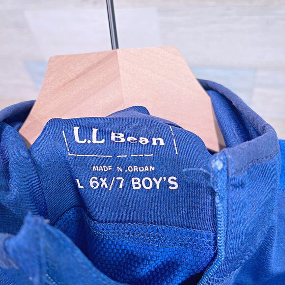 LL BEAN Lightweight 1/4 Zip Pullover Blue Performance Jersey Mock Neck Boys 6X 7 - Picture 6 of 7